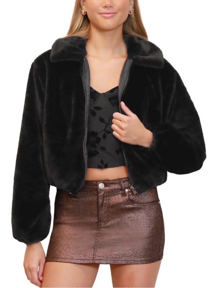 Madden Girl Black Faux Fur Zip Jacket